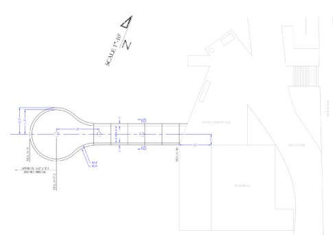 這是一張規劃步道的設計圖，包含了丈量單位等細節 Courtesy of Manhattan Beach Public Works。