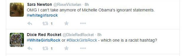 （網路截圖/今年的 Black Girls Rock 結束後，推特上也出現了#whitegirlsrock 標籤。）