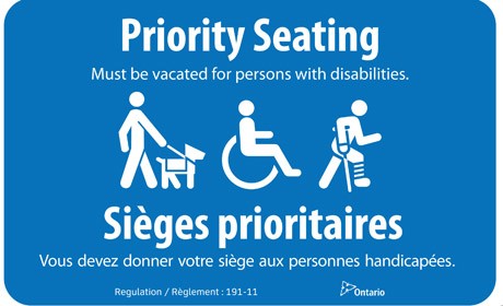 Priority Seating Bilingual Decal - Oct 24-12
